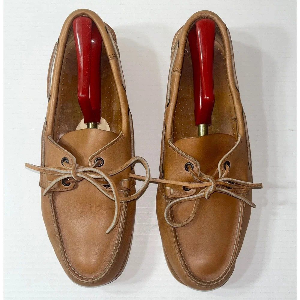 Sebago Docksides Boat Shoes Mens 11.5 Caramel Tan Leather Nautical Loafers